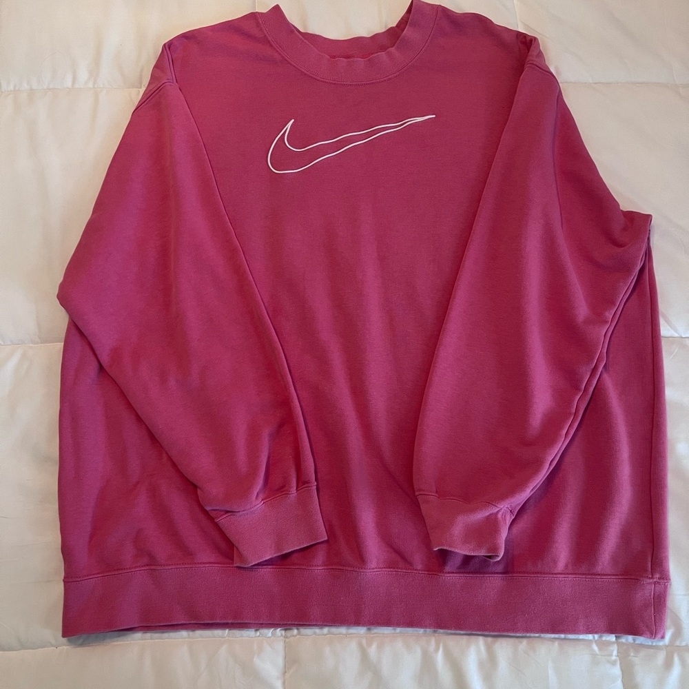 Nike Bright Pink Dri-FIT Crewneck with White Swoosh